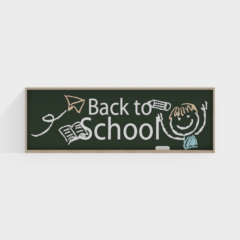 Charming Back to School Blackboard 3D model