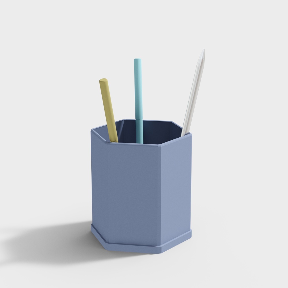 Hexagonal Pencil Holder 3D model with Low Poly Design