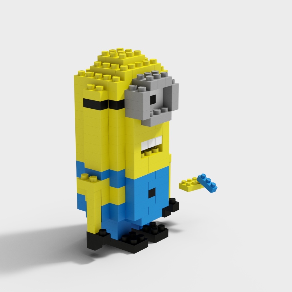 Minion Block 3D Model in Low Poly Style