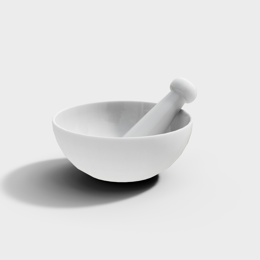 Elegant Low-Poly Mortar and Pestle 3D model