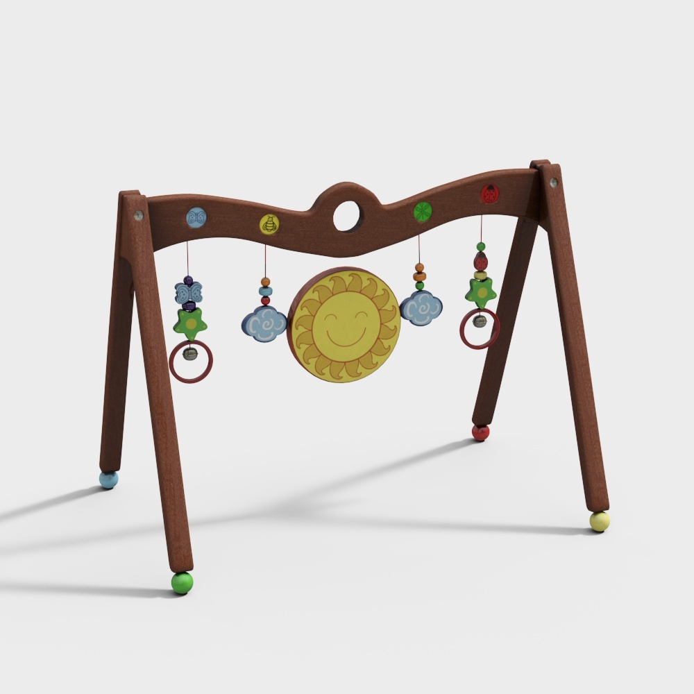 Charming Baby Play Gym 3D Model – Colorful Wooden Design