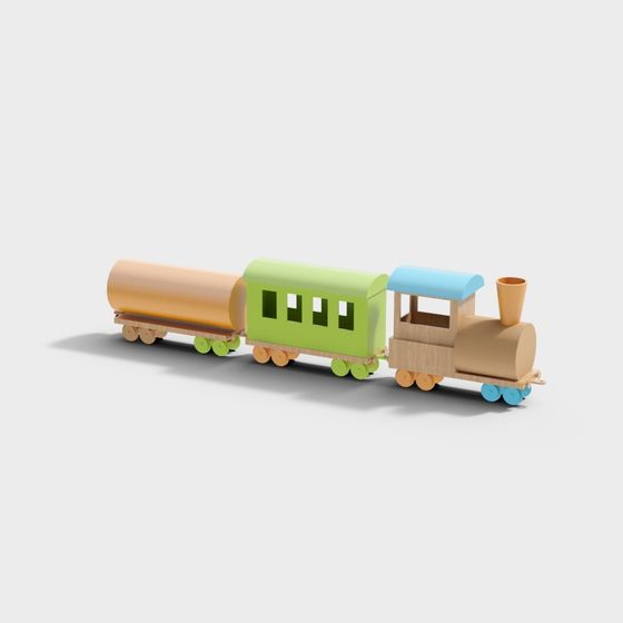 Colorful Wooden Train 3D model