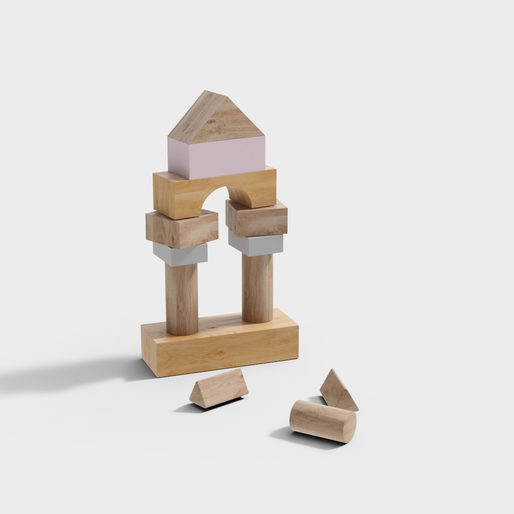 wooden house building block toys