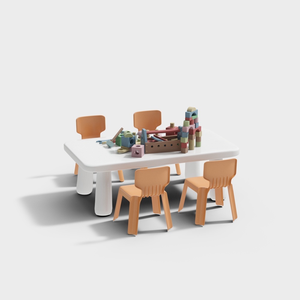 Bureaux et chaises jaunes pour la maternelle