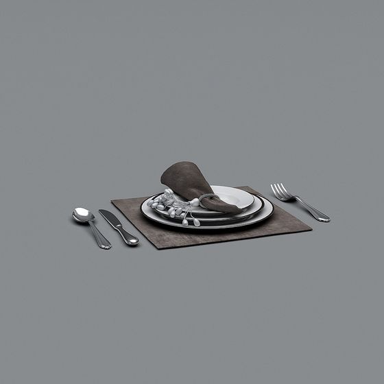 Chic Black Cutlery Set 3D Model for Dining