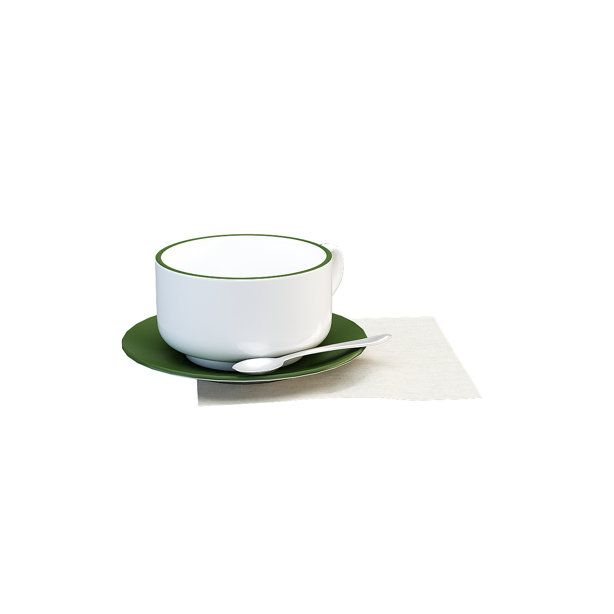 Elegant Tea Cup 3D Model – Ceramic with Metal Spoon