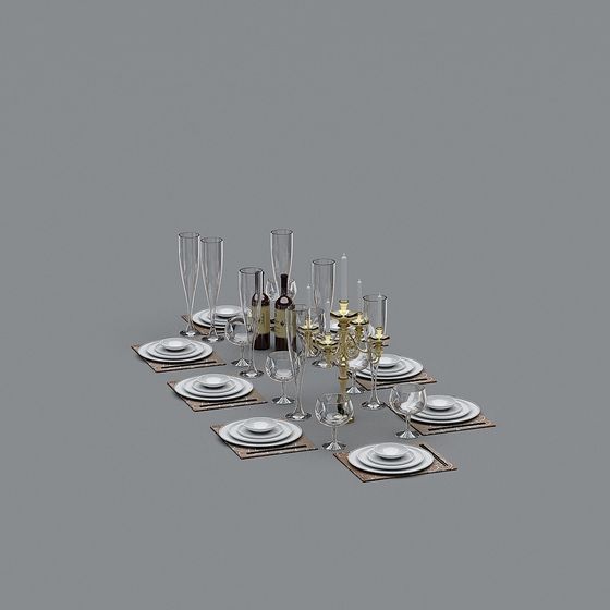 Elegant Dining Table Setup 3D model