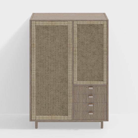 Elegant Rattan Cabinet 3D model for Contemporary Spaces