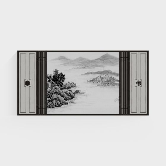 Elegant Traditional Chinese Window Frame 3D model