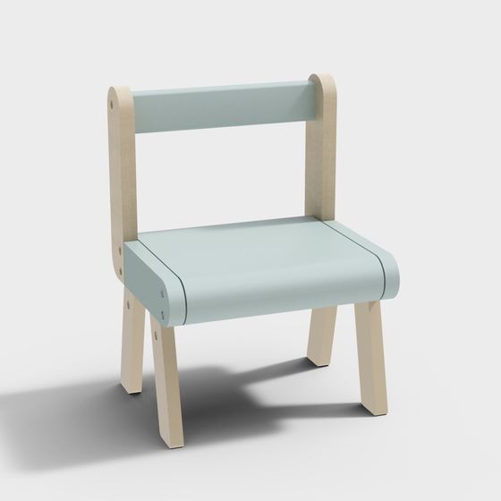 Bureau moderne en bois associé à une chaise bleue pour jardin d'enfants