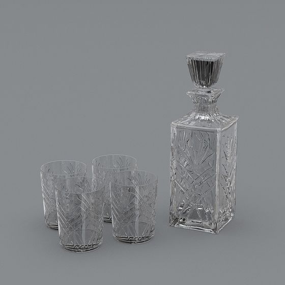 Elegant Crystal Decanter Set 3D model