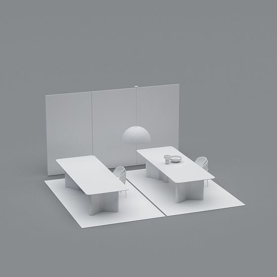 Modern Minimalist Dining Room 3D Model