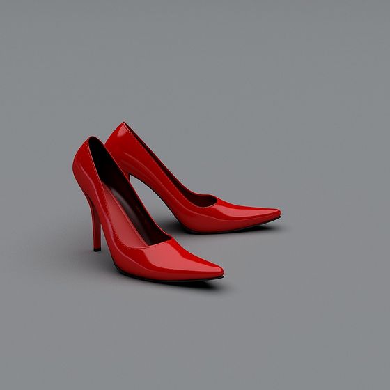 Chic Red High Heel Shoes 3D model for Creative Projects
