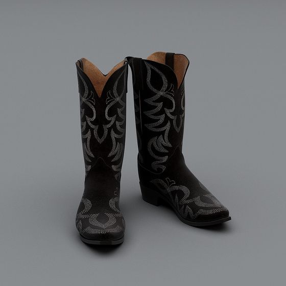 Stylish Western Boots 3D model