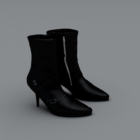 Stylish High-Heeled Boots 3D model for Urban Fashion