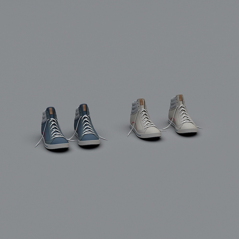 Urban Style High-Top Sneakers 3D model