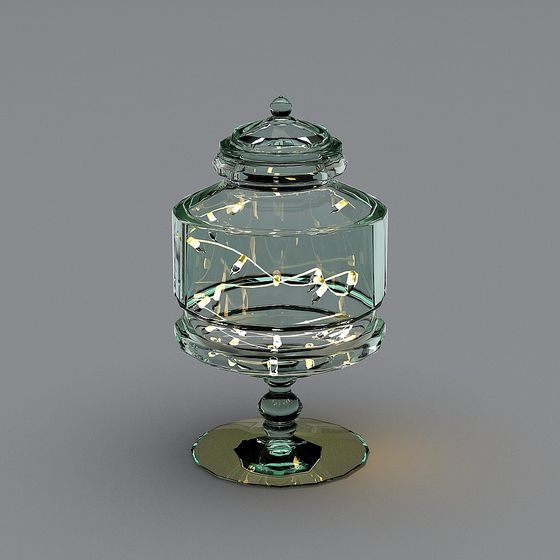 Elegant Green Glass Jar 3D Model