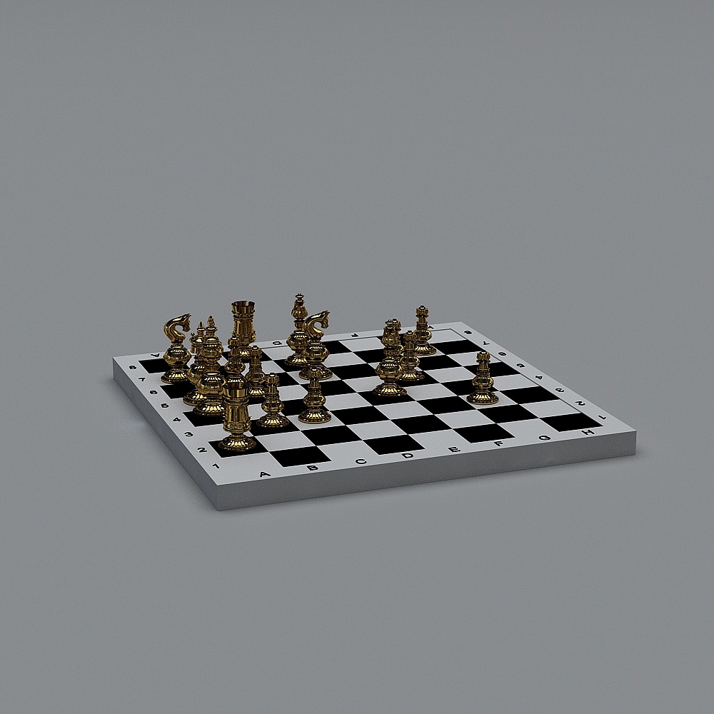 Elegant Low-Polygon Chess Set 3D Model