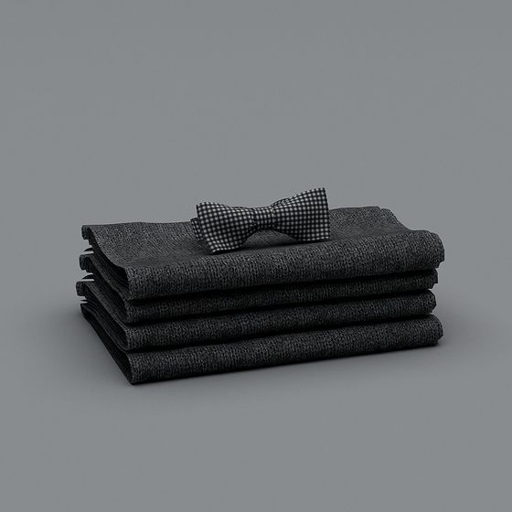 Elegant Folding Handkerchief and Check Bowtie 3D model