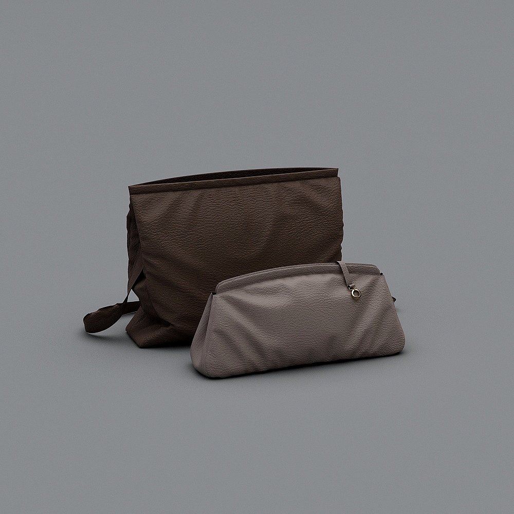 Elegant Low-Poly Handbag Set 3D model