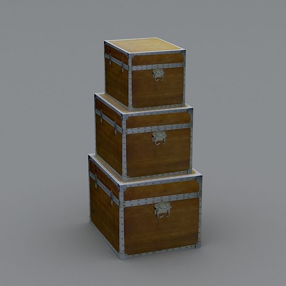 Vintage Wooden Crate Set 3D model
