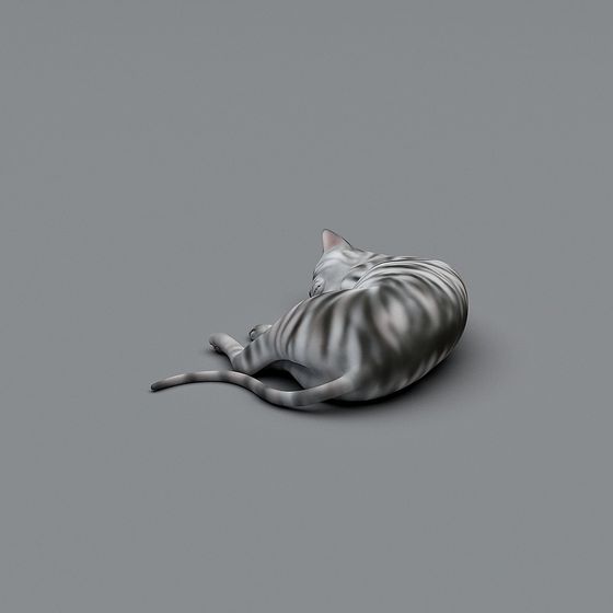 Detailed Lazy Cat 3D model on Tranquil Gray Background