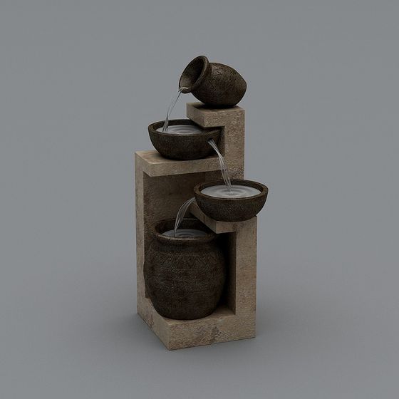 Harmony of Water Low-Poly Fountain 3D model