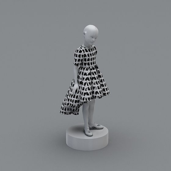 Whimsical Girl 3D Model for Creative Projects