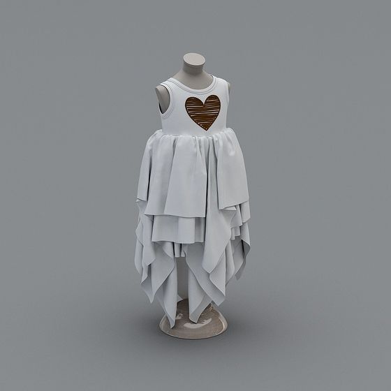 Heart-Shaped Dress Low Poly 3D model