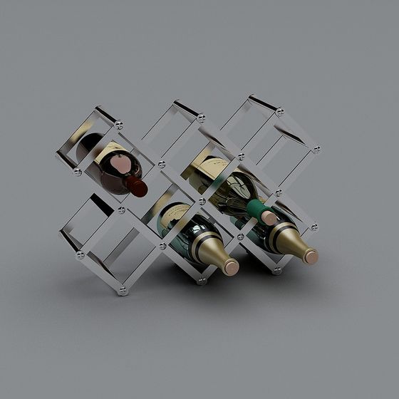 Modern Low-Poly Wine Rack 3D model
