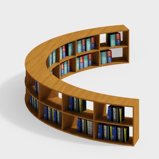 Curved Bookshelf 3D model