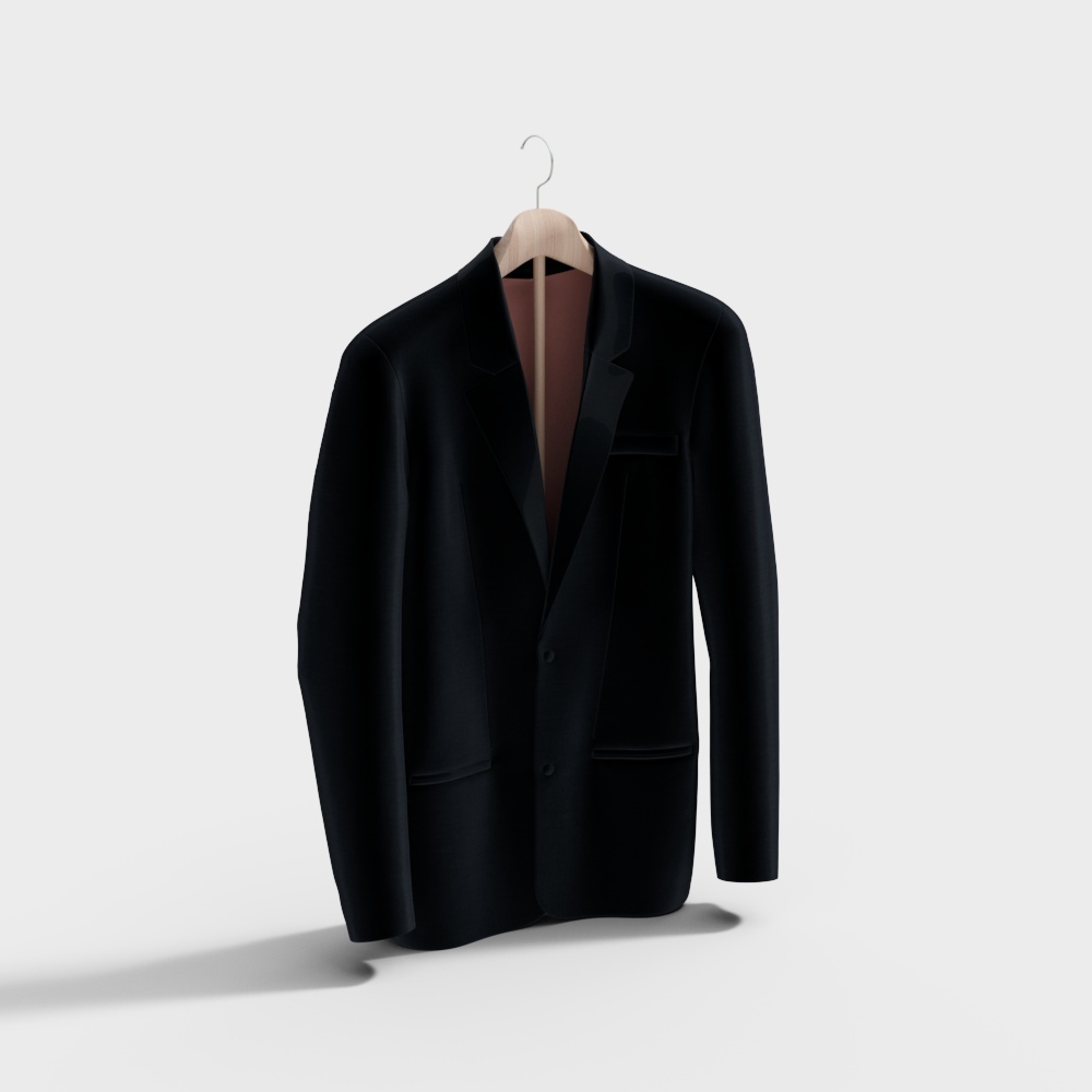 Elegant Black Suit Jacket 3D Model