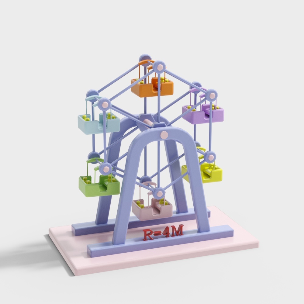 Colorful Rainbow Ferris Wheel 3D Model – Vibrant Low-Poly Design