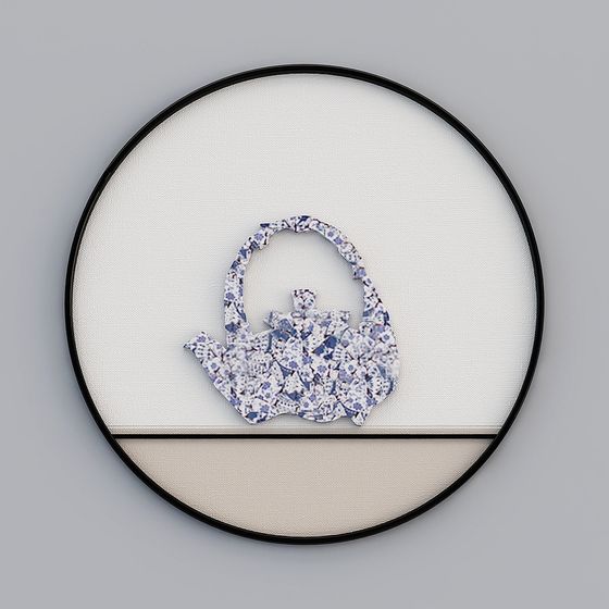 Artistic Blue and White Porcelain Teapot 3D model