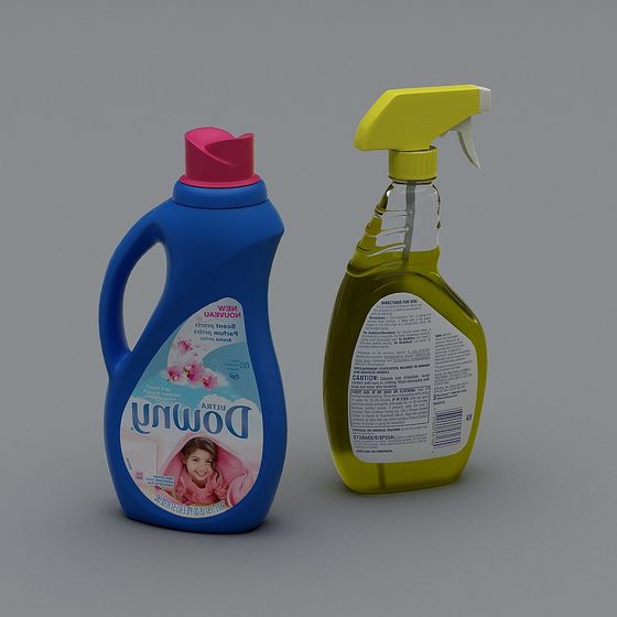 Realistic Laundry Detergent and Spray Cleaner 3D Models