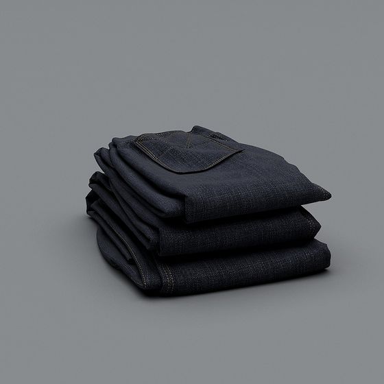 Low-Poly Stacked Jeans 3D Model