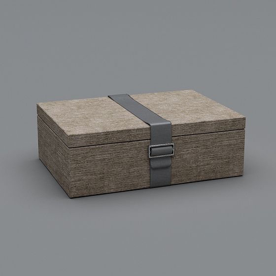 Elegant Vintage Leather Storage Box 3D model