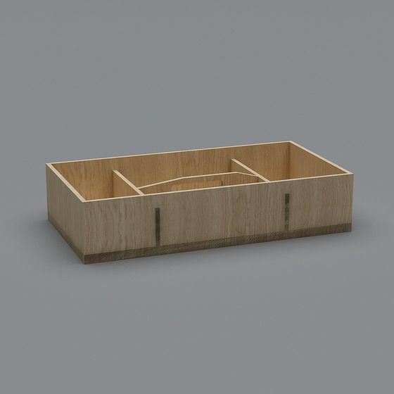 Stylish Wooden Storage Box 3D model