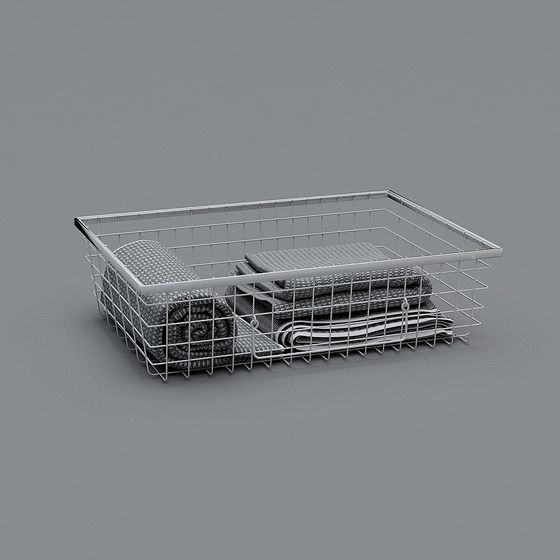 Elegant Low-Poly Metal Storage Basket 3D model