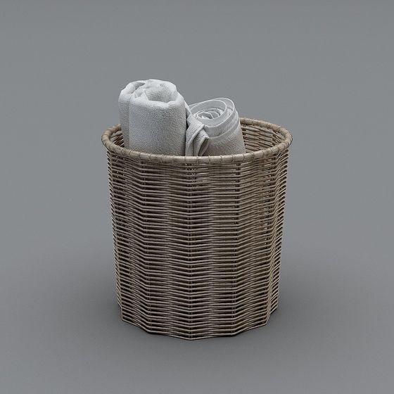 Elegant Low-Poly Woven Basket 3D model