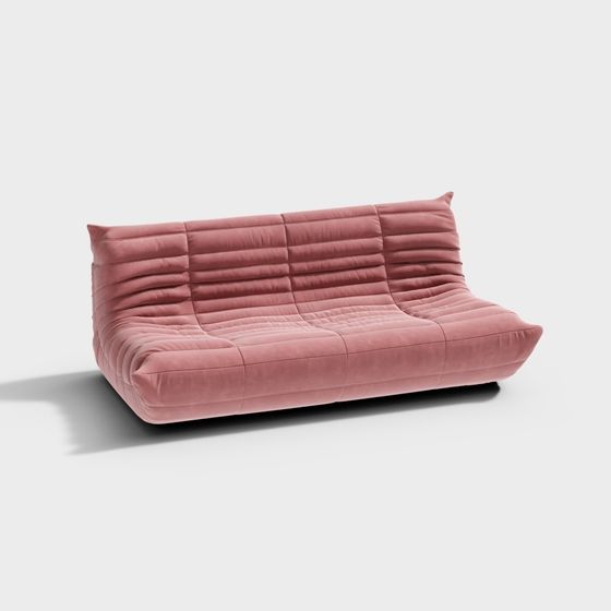 Elegant Pink Velvet Sofa 3D model