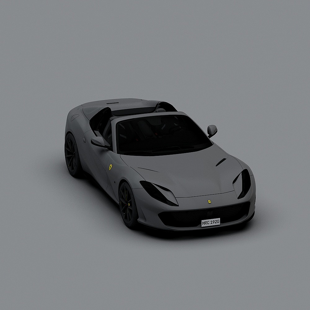 Low Poly Ferrari 3D model in Gray Background