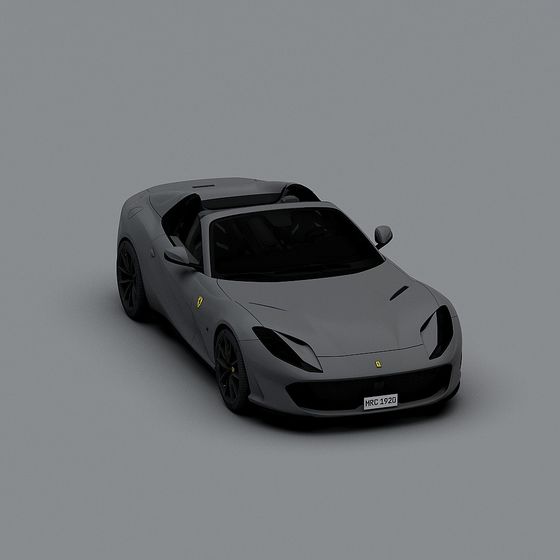 Low Poly Ferrari 3D model in Gray Background