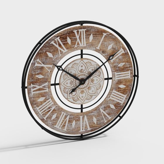 Vintage Wooden Clock 3D model