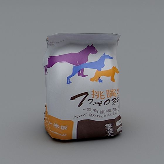 Stylish Pet Food Packaging Bag 3D Model