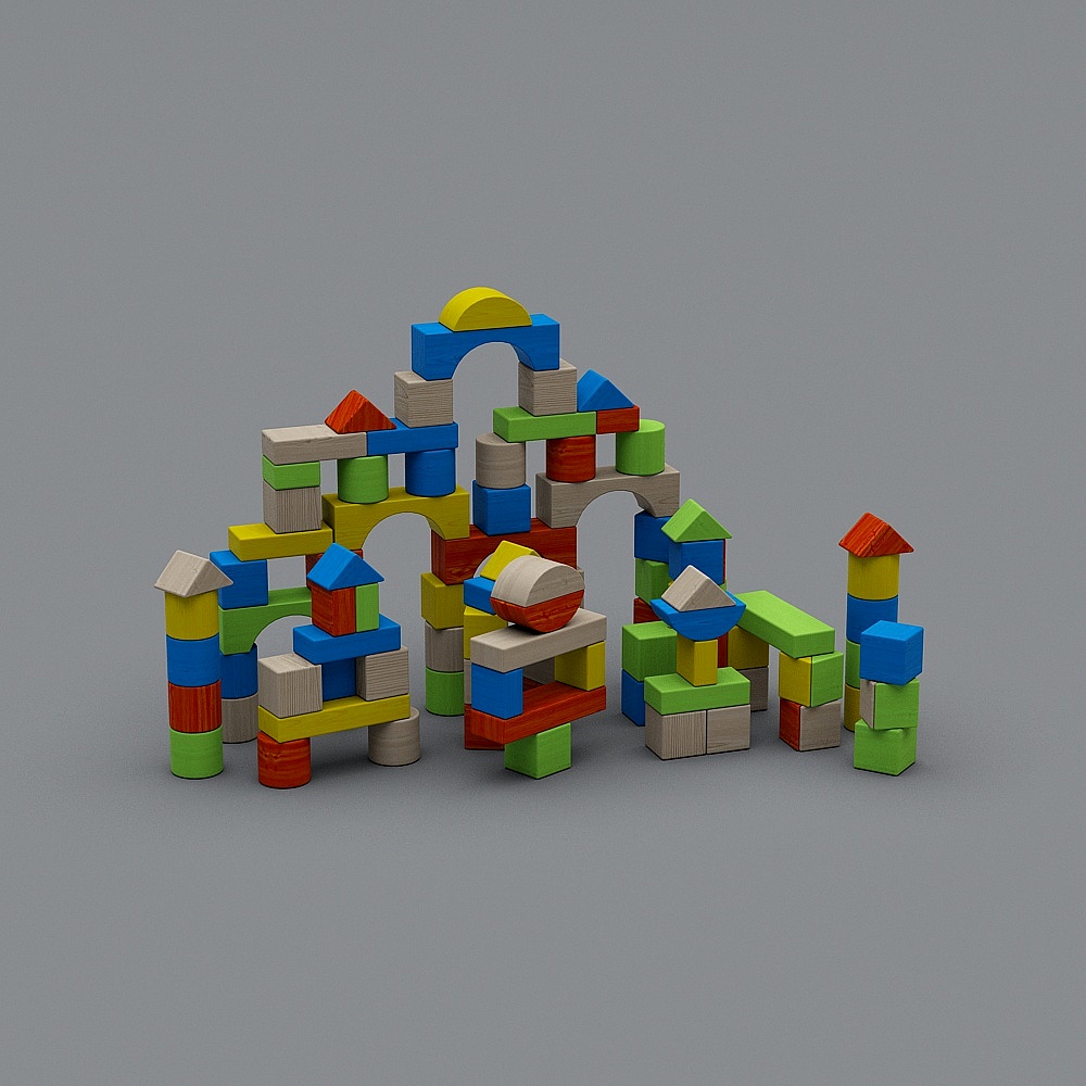 Colorful Block Castle 3D model