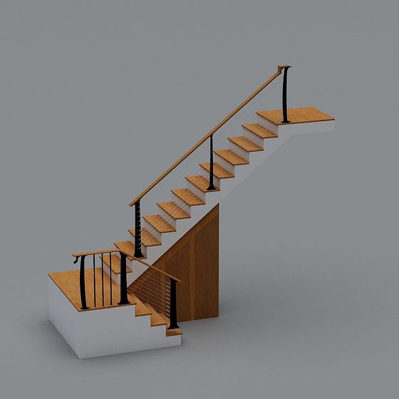 Elegant Low-Polygon Floating Staircase 3D model