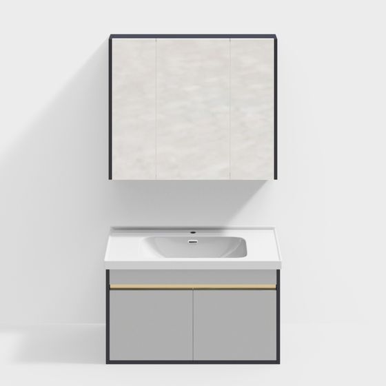 Modern Minimalist Bathroom Cabinet 3D model
