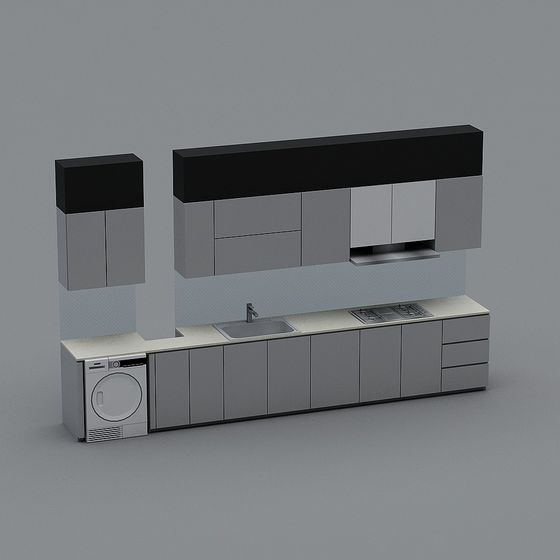 Modern Minimalist Kitchen Cabinet 3D model