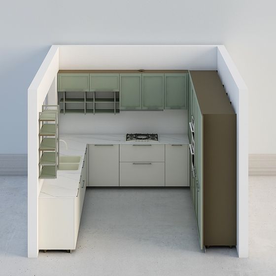 Fresh Green Low-Poly Kitchen 3D model